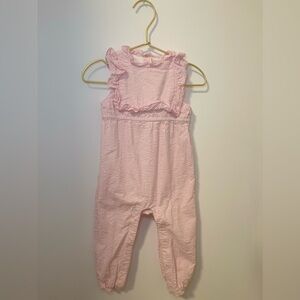Janie and Jack Seersucker Jumpsuit Pink/White Size 18-24 Months
